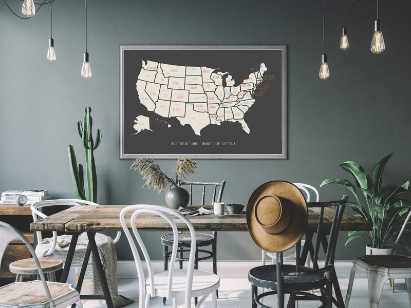 Epic Adventure Maps - USA State Travel Adventure Map Poster - Includes Push Pins - Vintage Grey / 24 x 17 Inches - Image 4